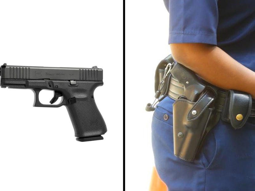 The Glock 19 Gen 5 pistol (left) and the Taurus M85 revolver (right) used by officers from the Singapore Police Force.