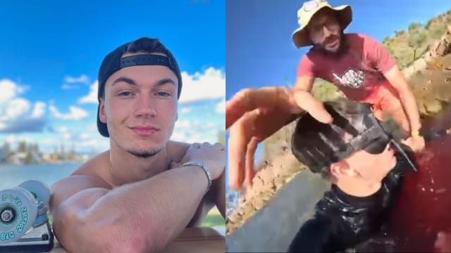 男子澳洲游泳遭鲨鱼袭击 惊悚画面曝光