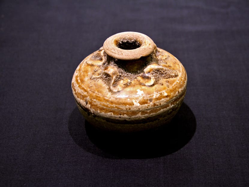 A Glazed Stoneware Jarlet from the 14th century that was unearthed at the site. Photo: Tristan Loh