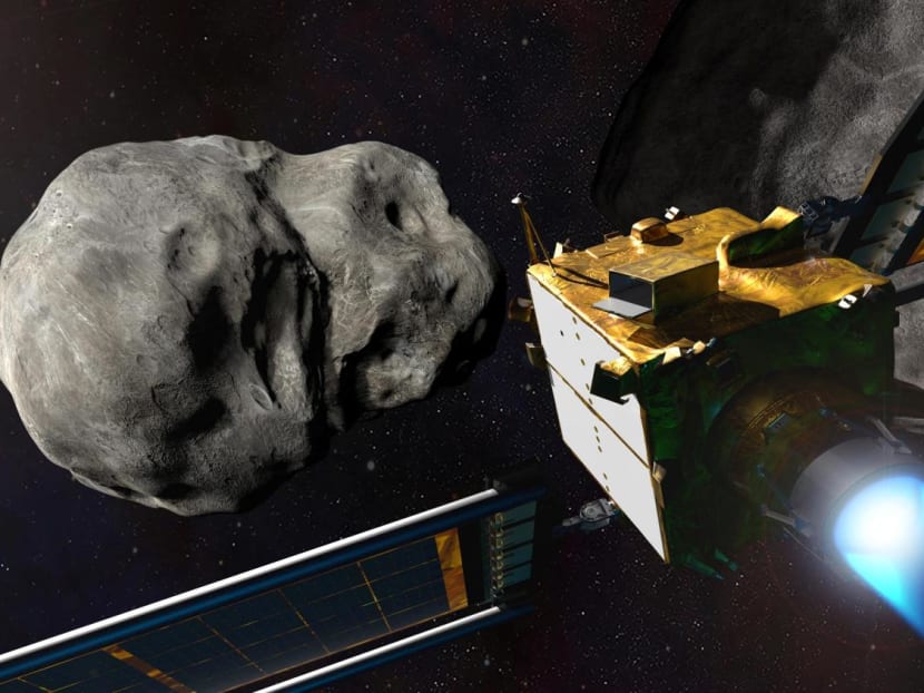 Nasa's Double Asteroid Redirection Test (Dart) spacecraft prior to impact at the Didymos binary asteroid system showed in this undated illustration handout. Nasa's Double Asteroid Redirection Test (Dart) spacecraft prior to impact at the Didymos binary asteroid system showed in this undated illustration handout.