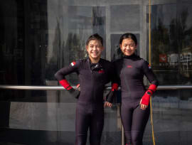 12-year-old indoor skydivers representing Singapore