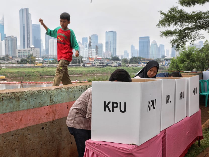 Voters at a polling station in Tanah Abang, Jakarta, April 17, 2019. 