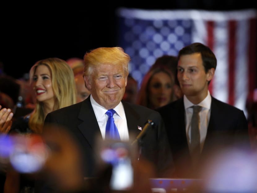 Republican US presidential candidate and businessman Donald Trump arrives at his campaign victory party to speak to supporters after his rival, Senator Ted Cruz, dropped out of the race following the results of the Indiana state primary, at Trump Tower in Manhattan, New York, U.S., May 3, 2016. Photo: Reuters