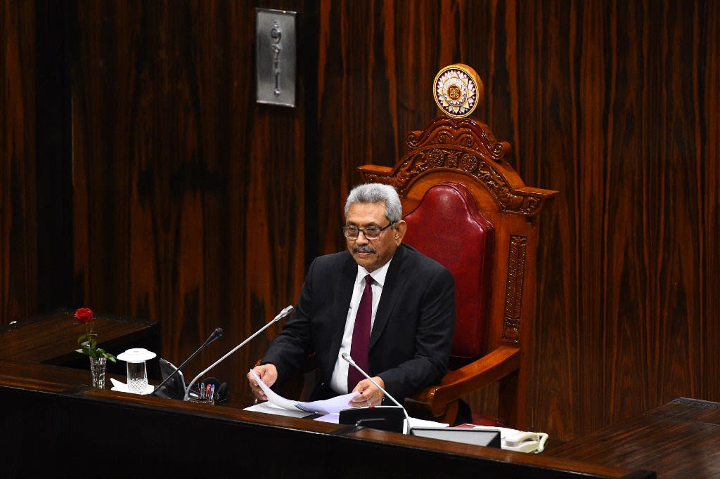 In this file photo taken on Jan 3, 2020, Sri Lanka's new president Gotabaya Rajapaksa makes his first policy address at the national parliament after his landslide electoral victory, in Colombo. In this file photo taken on Jan 3, 2020, Sri Lanka's new president Gotabaya Rajapaksa makes his first policy address at the national parliament after his landslide electoral victory, in Colombo. 