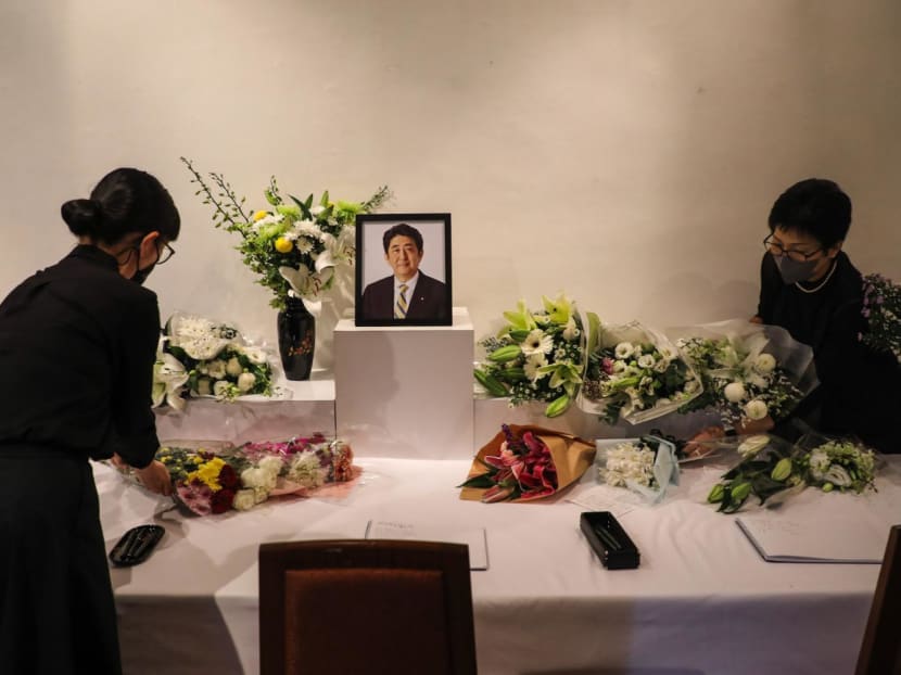 A condolence book-signing service is being held on July 12 and 13, 2022 at the Japan Creative Centre along Nassim Road for the late former Japanese prime minister Shinzo Abe.