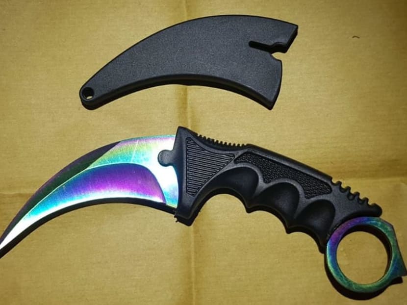A karambit knife allegedly used by a man to attack victims at Jalan Bukit Merah on June 11, 2021.