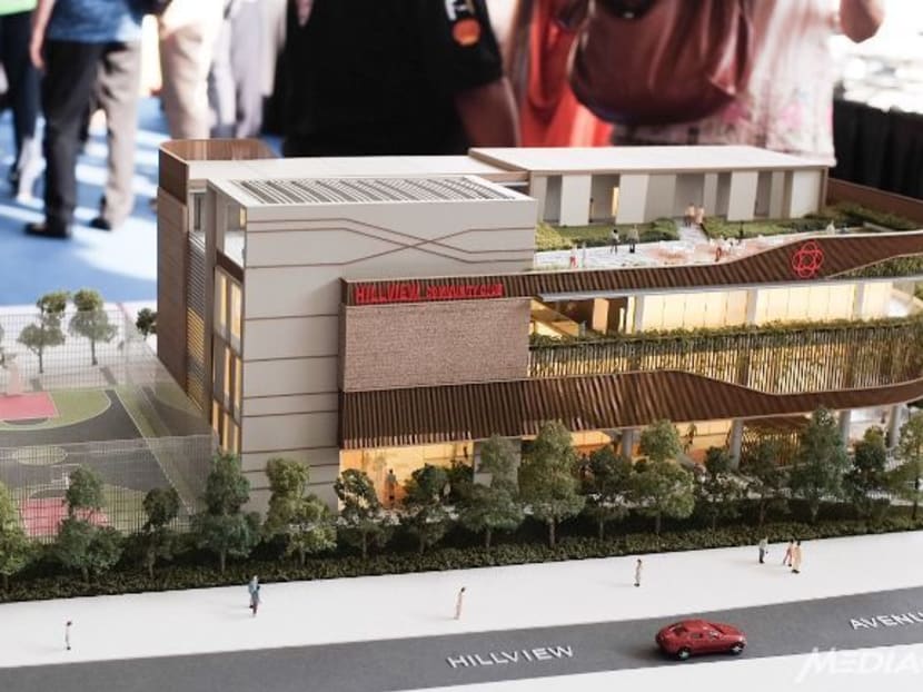 A model of the upcoming Community Centre at Hillview Station. Photo: Channel NewsAsia