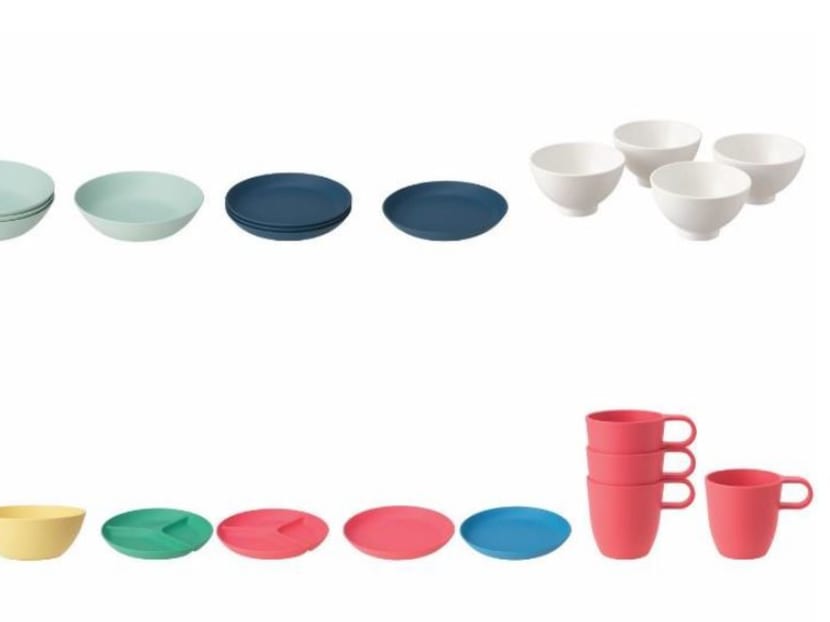 According to Ikea's website, the Talrika tableware series is made of PLA (polylactic acid) plastic, “a sustainable, renewable and durable plant-based material”. The retailer also described Heroisk items as being made from "renewable plastic".