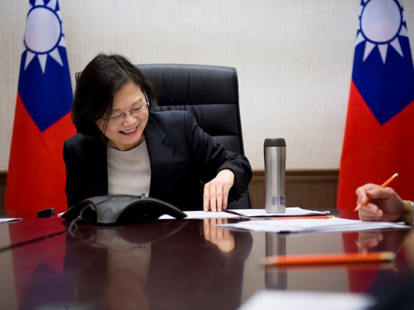 Ms Tsai speaking on the phone to Mr Trump last week. Ms Tsai said Taiwan had requested the telephone call ‘through proper channels’ and was surprised when Mr Trump’s transition team responded positively. 

Photo: Reuters