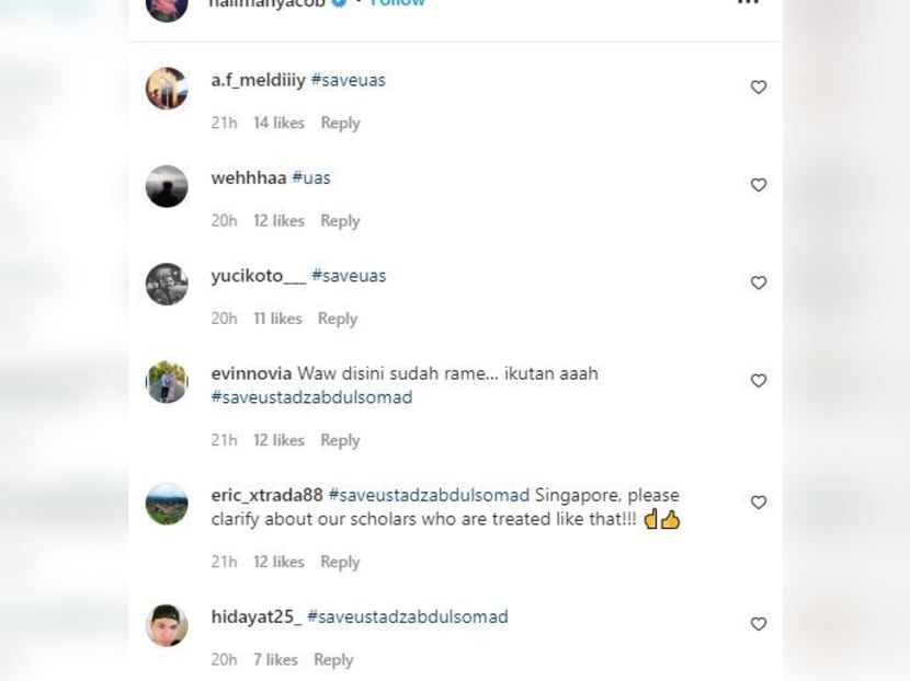 The Instagram account of Singapore President Halimah Yacob was among those spammed by the supporters of Indonesian preacher Abdul Somad Batubara. The Instagram account of Singapore President Halimah Yacob was among those spammed by the supporters of Indonesian preacher Abdul Somad Batubara.