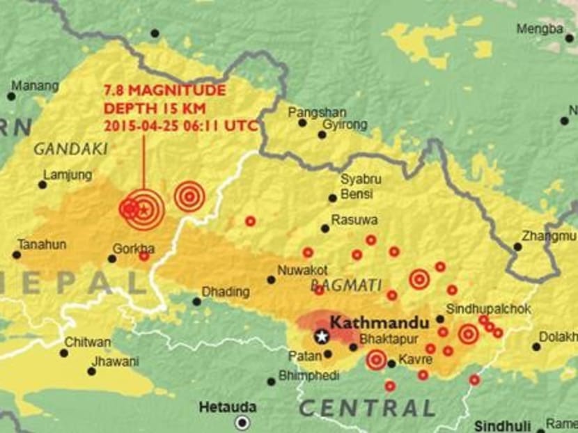 Map of the areas affected by the earthquake. Photo: Mercy Relief