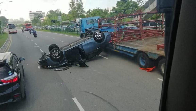 Car driver taken to hospital after accident involving bus, trailer Car driver taken to hospital after accident involving bus, trailer