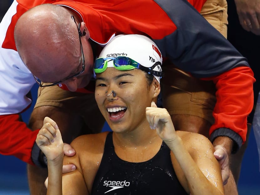Singapore's Yip Pin Xiu celebrates winning the gold medal in the Women's 50m Backstroke - S2 - Finals. Photo: Sport Singapore