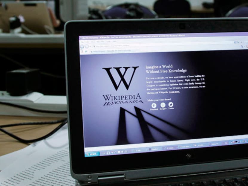 A laptop screen showing the Wikipedia website. Photo: Reuters