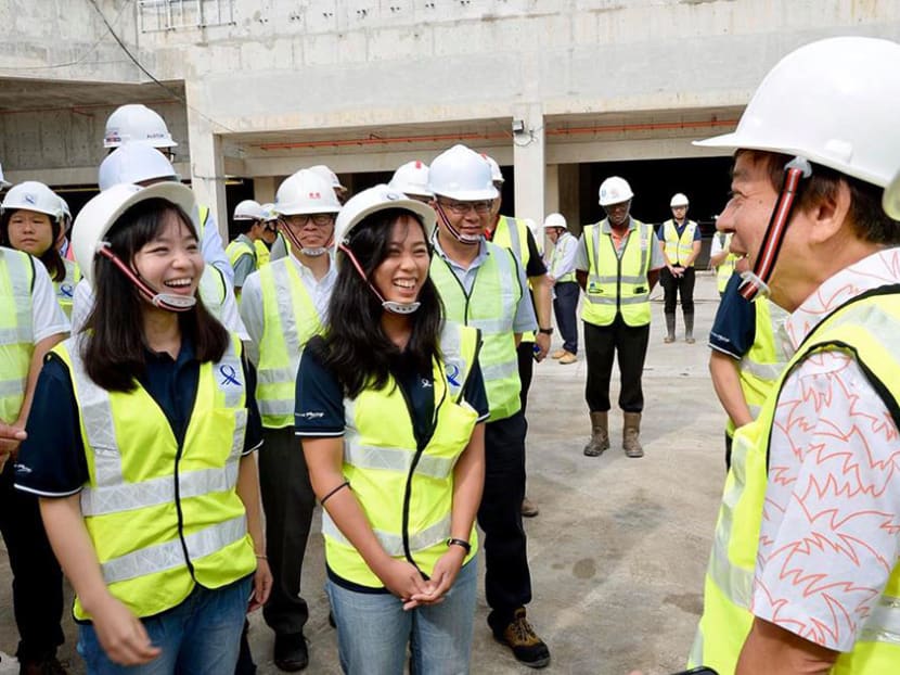 Ms Lim Wen Xin (second from left), a fresh engineering graduate from the Singapore Institute of Technology, was an intern with the Land Transport Authority for a year before she embarked on a full-time career as a project engineer.
