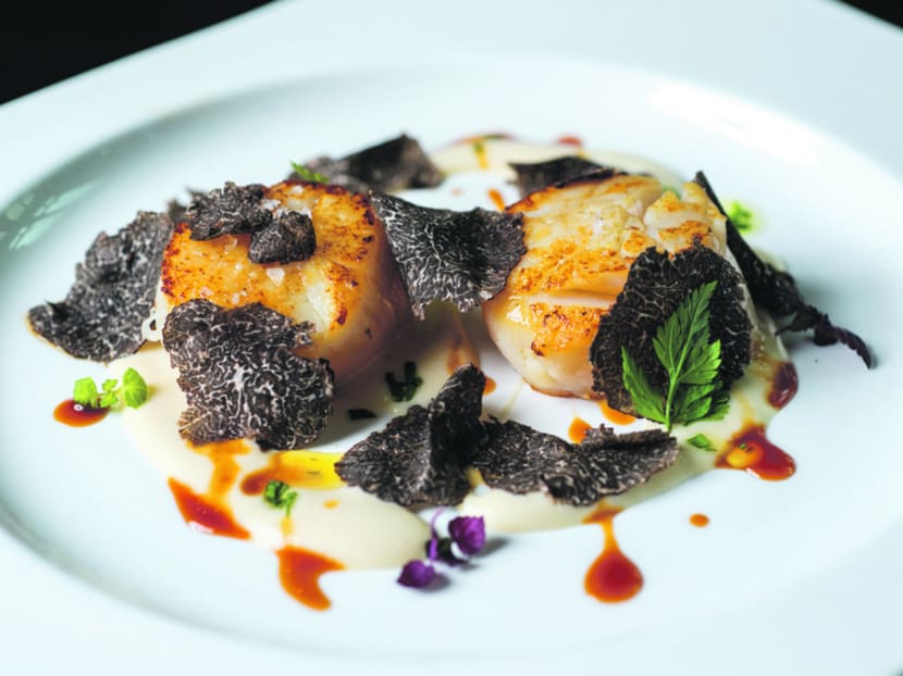 Pan-seared scallops with shaved truffle will feature on Zafferano's five-course wine dinner paired with Biondi Santi wines.