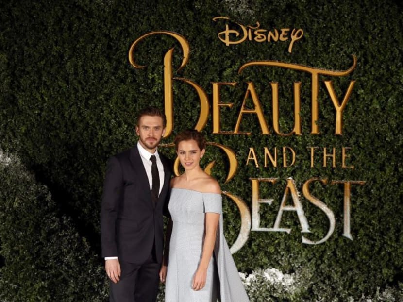 Actors Dan Stevens (left) and Emma Watson at a media event for the film Beauty and the Beast in London, Britain on Feb 23, 2017. Photo: Reuters