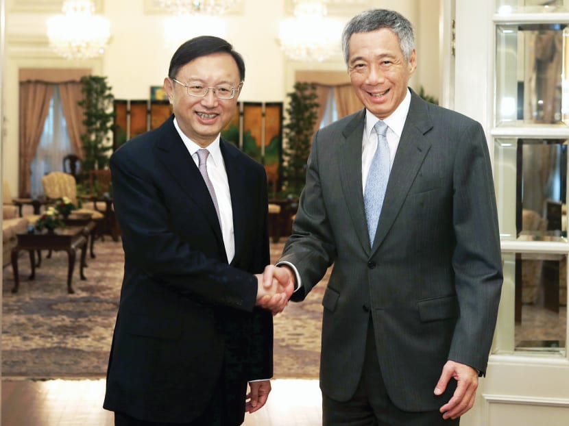 China’s State Councillor and top diplomat Yang Jiechi yesterday called on Prime Minister Lee Hsien Loong at the Istana. Photo: MCI
