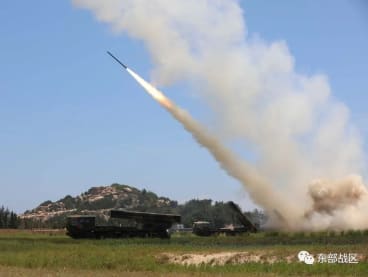The Ground Force under the Eastern Theatre Command of China's People's Liberation Army (PLA) conducts a long-range live-fire drill into the Taiwan Strait, from an undisclosed location in this August 4, 2022 handout released on Aug 5, 2022.