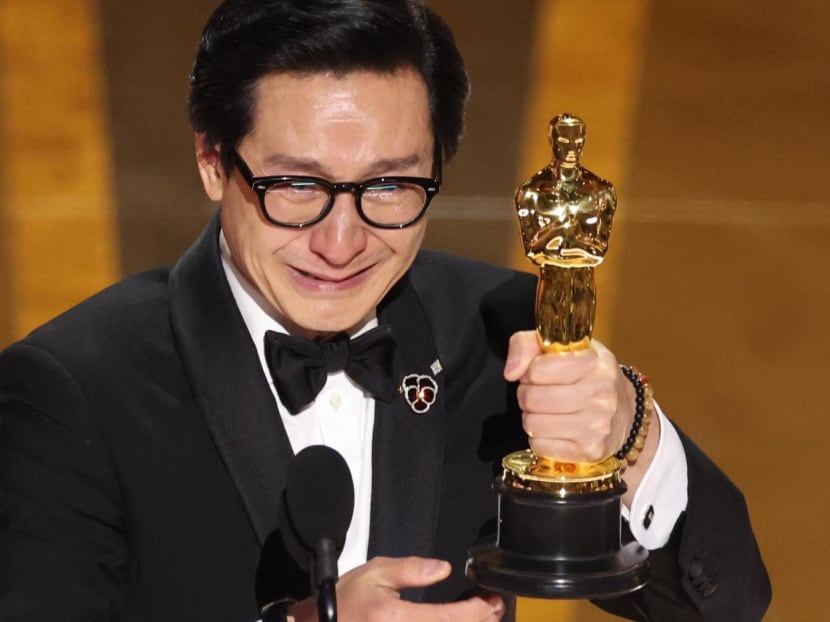 Ke Huy Quan wins the Oscar for Best Supporting Actor for "Everything Everywhere All at Once" during the Oscars show at the 95th Academy Awards in Hollywood, Los Angeles, California, U.S., March 12, 2023.