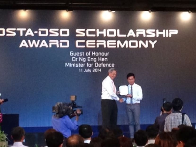 Defence Minister Ng Eng Hen at the DSTA-DSO Scholarship Award Ceremony. Photo: Eileen Poh