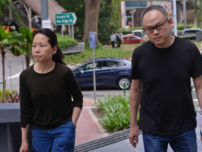 Lim Choon Hong (right) and wife Chong Sui Foon, couple charged with abusing their maid, arriving at the State Courts on March 26, 2017. Photo: Robin Choo/TODAY