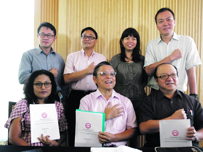 Seven of the 11 founding members of the Singaporeans First party. Clockwise from top left: 
Mr Fahmi Rais, 
Dr David Foo, 
Ms Jamie Lee, 
Mr Winston Lim, Dr Ang Yong Guan, Mr Tan Jee Say and 
Ms Fatimah Akhtar. Photo: Ernest Chua