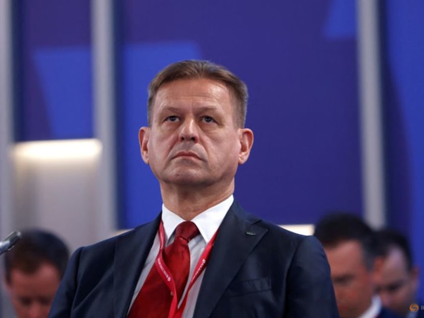 FILE PHOTO: CEO of Russian National Payment Card System (NSPK) Vladimir Komlev attends a session of the St. Petersburg International Economic Forum (SPIEF) in Saint Petersburg, Russia, June 16, 2022. REUTERS/Maxim Shemetov FILE PHOTO: CEO of Russian National Payment Card System (NSPK) Vladimir Komlev attends a session of the St. Petersburg International Economic Forum (SPIEF) in Saint Petersburg, Russia, June 16, 2022. REUTERS/Maxim Shemetov