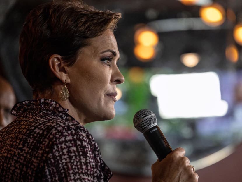 Arizona Republican nominee for governor Kari Lake speaks to supporters at the Social Tap sports bar on Nov 02, 2022 in Scottsdale, Arizona. Arizona Republican nominee for governor Kari Lake speaks to supporters at the Social Tap sports bar on Nov 02, 2022 in Scottsdale, Arizona.