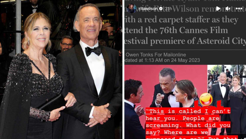Rita Wilson Reacts To Photos Of Her And Husband Tom Hanks "Scolding" Man On Cannes Red Carpet
