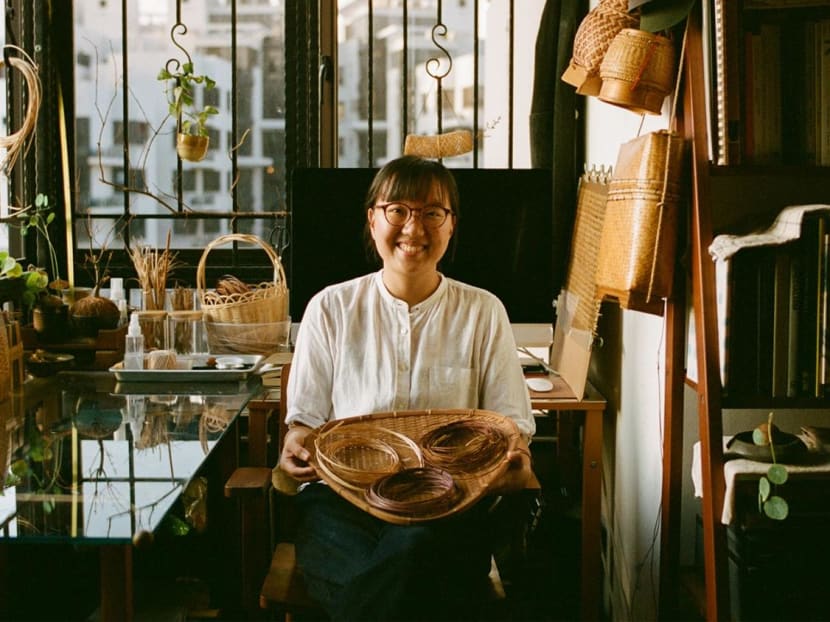 She works in a bank in the day but becomes an expert rattan weaver after-hours She works in a bank in the day but becomes an expert rattan weaver after-hours