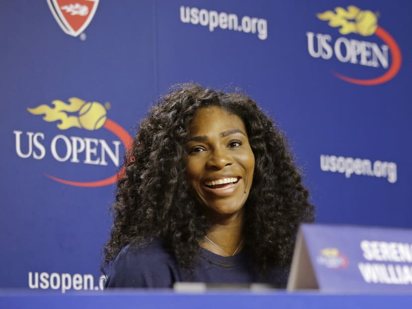 US Open Tennis defending women's champion Serena Williams speaks during a press conference at the USTA Billie Jean King National Tennis Centre in New York, on Aug 27, 2015. Photo: AP