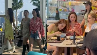 Joey Yung, Gillian Chung, Charlene Choi Seen At Lau Pa Sat, Marina Bay Sands & Durian Café