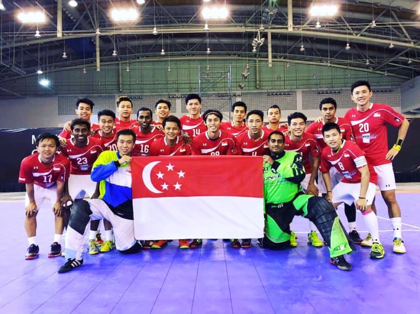 The Singapore national men's floorball team qualified for the 2016 World Championships. Photo: Team Singapore Facebook page