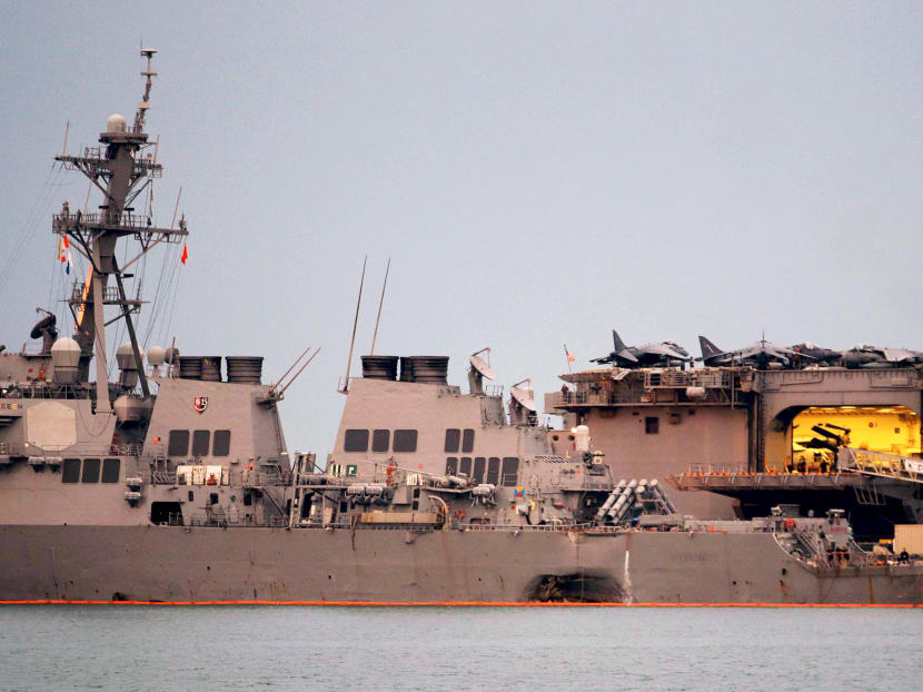 USS John S McCain at Changi Naval Base. TODAY file photo