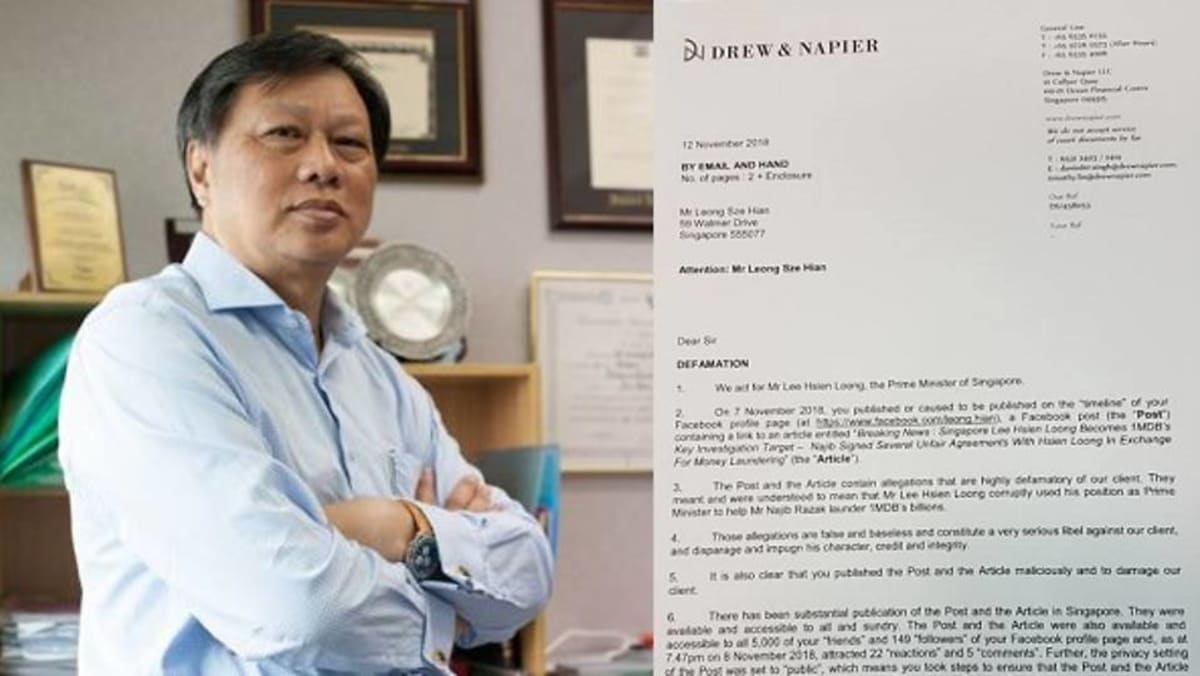 PM Lee menggugat blogger Leong Sze Hian atas pencemaran nama baik karena membagikan artikel