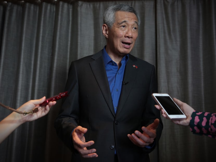 Prime Minister Lee Hsien Loong speaking to the Singapore media at the Westin Hotel, in Xiamen. Photo: Jason Quah/TODAY