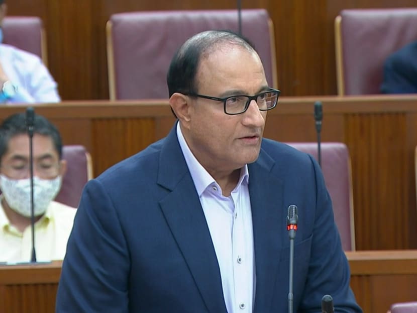 Minister for Communications and Information S Iswaran speaking in Parliament on May 10, 2021.