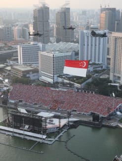 A view of The Float@Marina Bay during the National Day Parade on Aug 9, 2022. 
