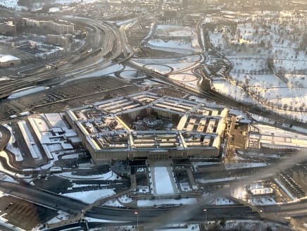 This aerial file photo taken on March 12, 2022 shows the Pentagon (US Department of Defense) in Washington, DC.
