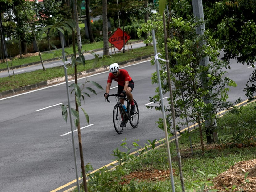 A cyclist is seen along Seletar Aerospace Drive on Jan 6, 2021.