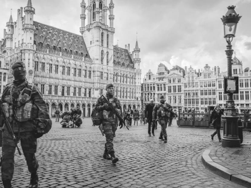 Belgian soldiers patrolling Brussels’ Grand Place on Sunday. Europeans need to wake up to geopolitics, positioning their union to master its terrorism problem rather than be victim. Photo: The New York Times