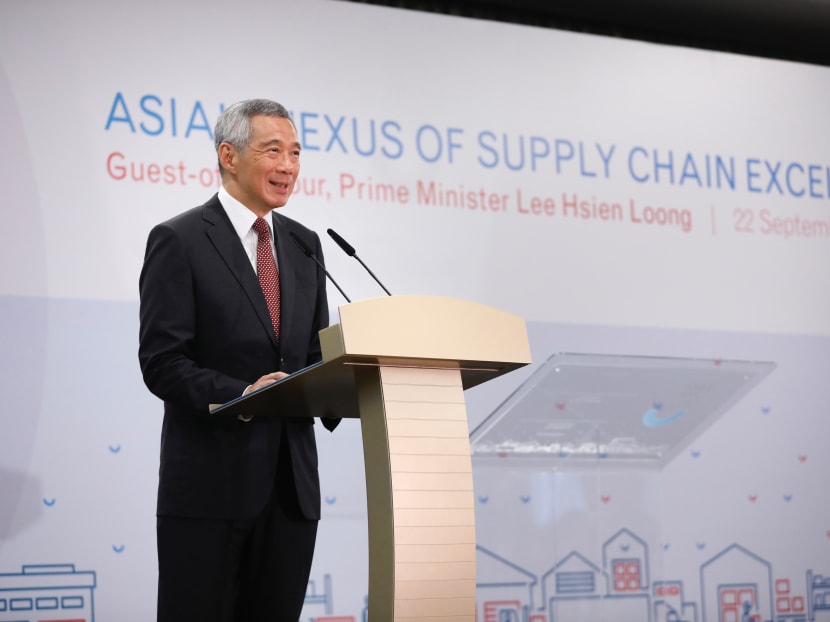 Prime Minister Lee Hsien Loong said the logistics industry will achieve a value-add of S$8.3 billion and create 2,000 new jobs for professionals, managers, executives and technicians by 2020. Photo: YCH