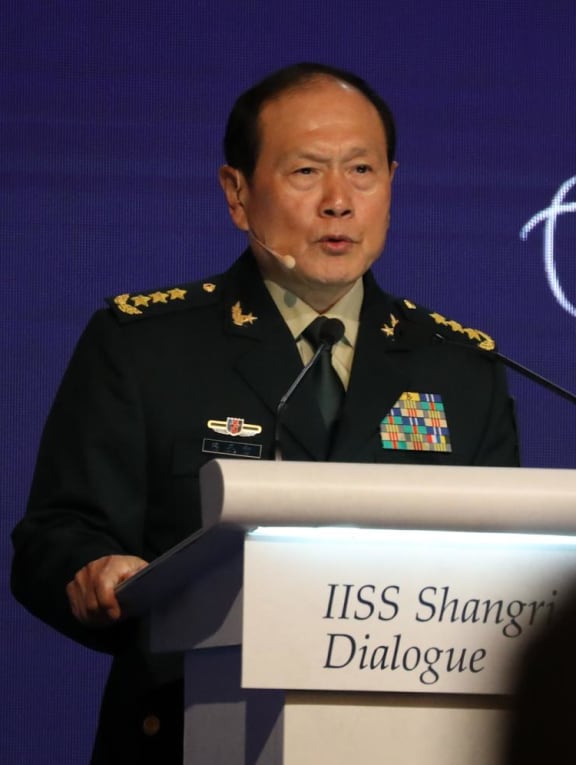 General Wei Fenghe, China’s Minister of National Defence, at the Shangri-La Dialogue on June 12, 2022.