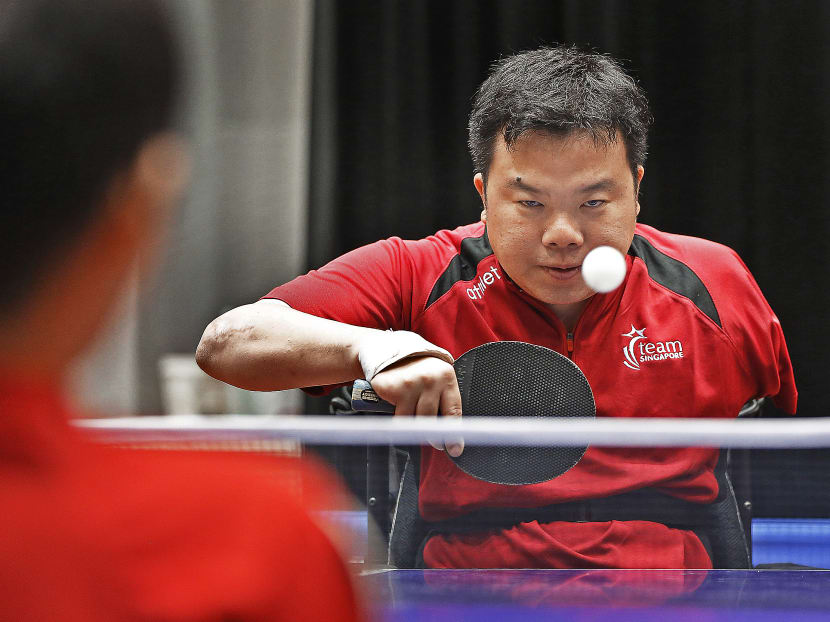ASEAN Para Games athelete Jason Chee during a table tennis practice session. Photo: Raj Nadarajan/TODAY