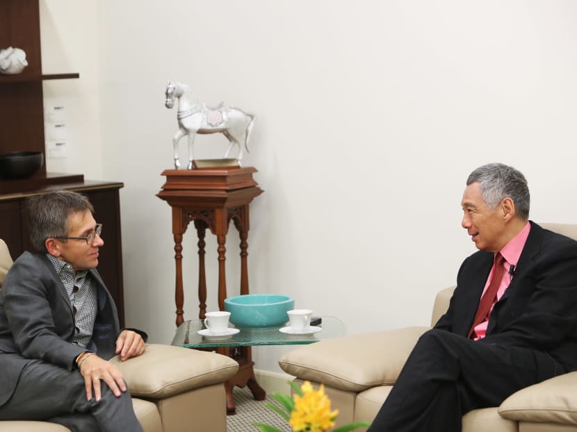 Prime Minister Lee Hsien Loong was interviewed by Ian Bremmer, President of Eurasia Group and Editor-at-Large and Foreign Affairs Columnist at TIME Magazine on 20 October 2016. PHOTO: MCI