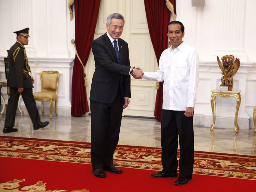 Prime Minister Lee Hsien Loong meeting Indonesian President Joko Widodo at the presidential palace in Jakarta, October 20, 2014. Reuters file photo