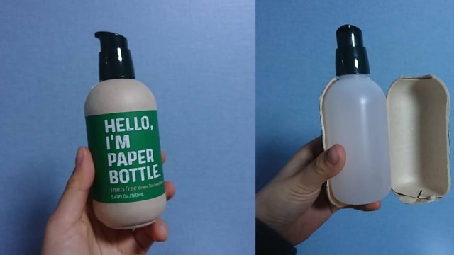 韩妆品牌包装写着“我是纸瓶” 剪开竟是塑料瓶