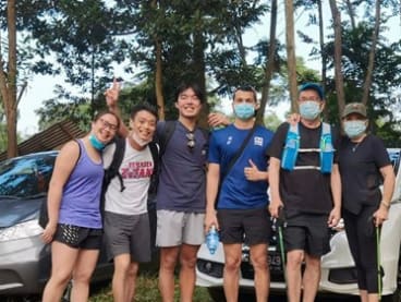 Mr Clement Wong (third from left) is seen here on a hike in Sentul, Jakarta, with fellow interns and family of friends. He is a second-year Information Systems student at Singapore Management University.