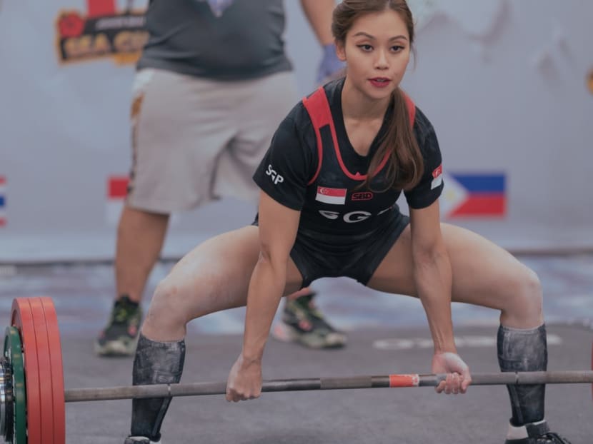Ms Farhanna Farid taking part in the deadlift event at the Southeast Asian Cup powerlifting competition on Sept 16, 2022.